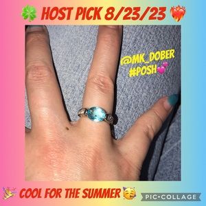 Diamond Candle Pretty blue & white gemstones with silver band ring New